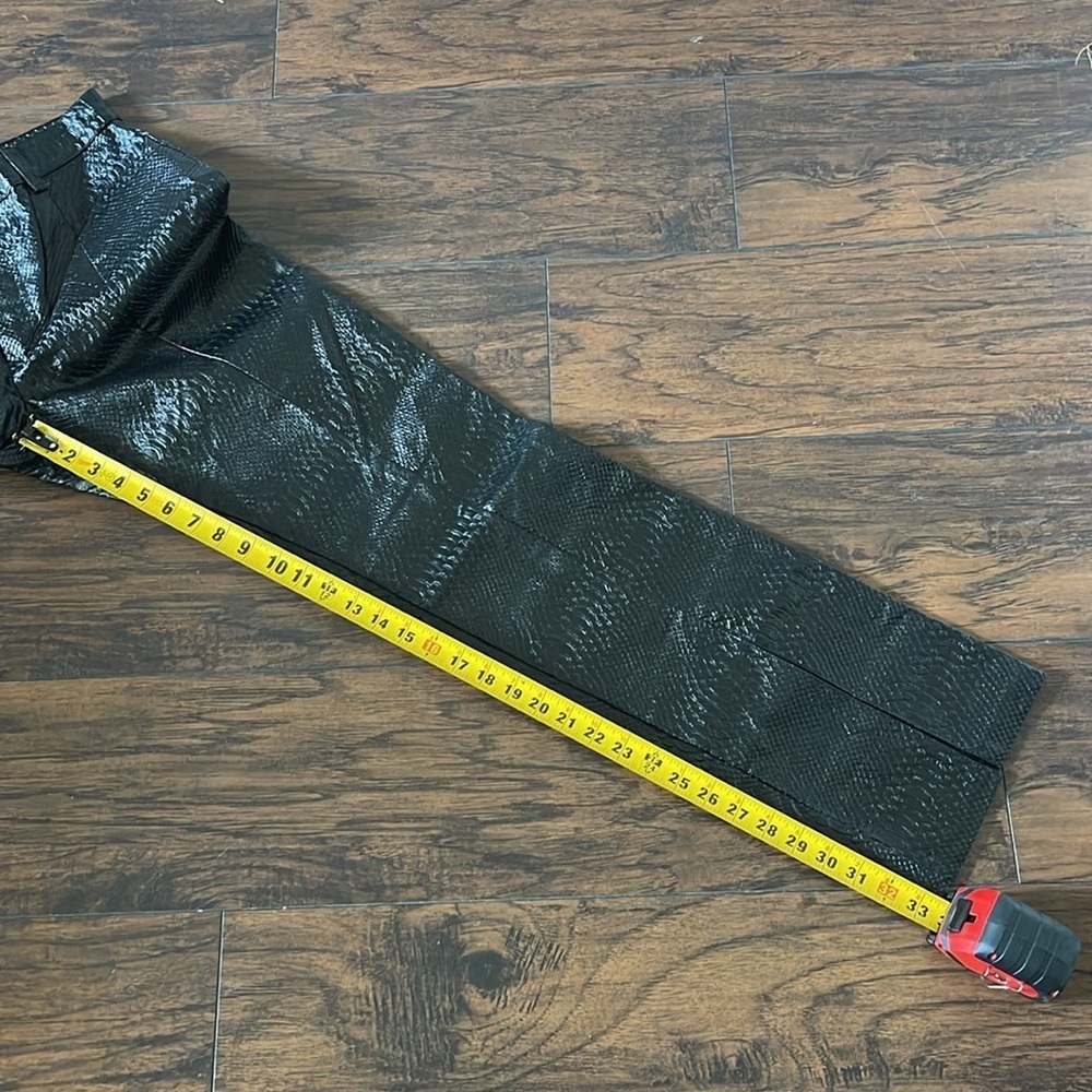 NWT PRETTYLITTLETHING Black croc embossed split hem pants SZ 6 - Picture 9 of 10